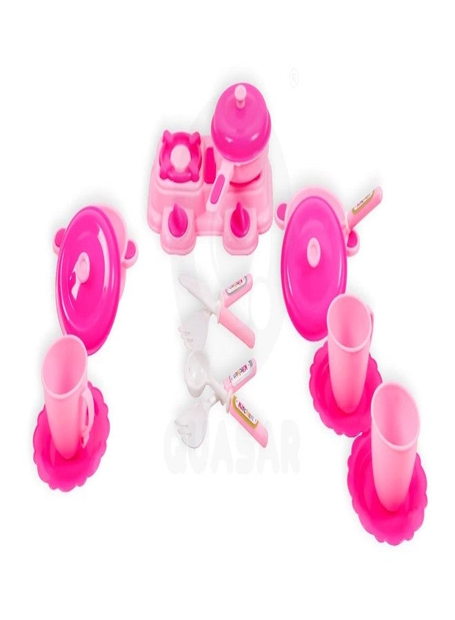 Quasar Little Chief Kitchen Pink Set Mini Kitchen Set Cooking Cookware Accessories for Kids Pretend Play Set Best Gift Your Children (Little Chief Kitchen Pink Set) - Image 4